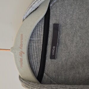 Vince High Low Cardigan Sweater Leather Trim